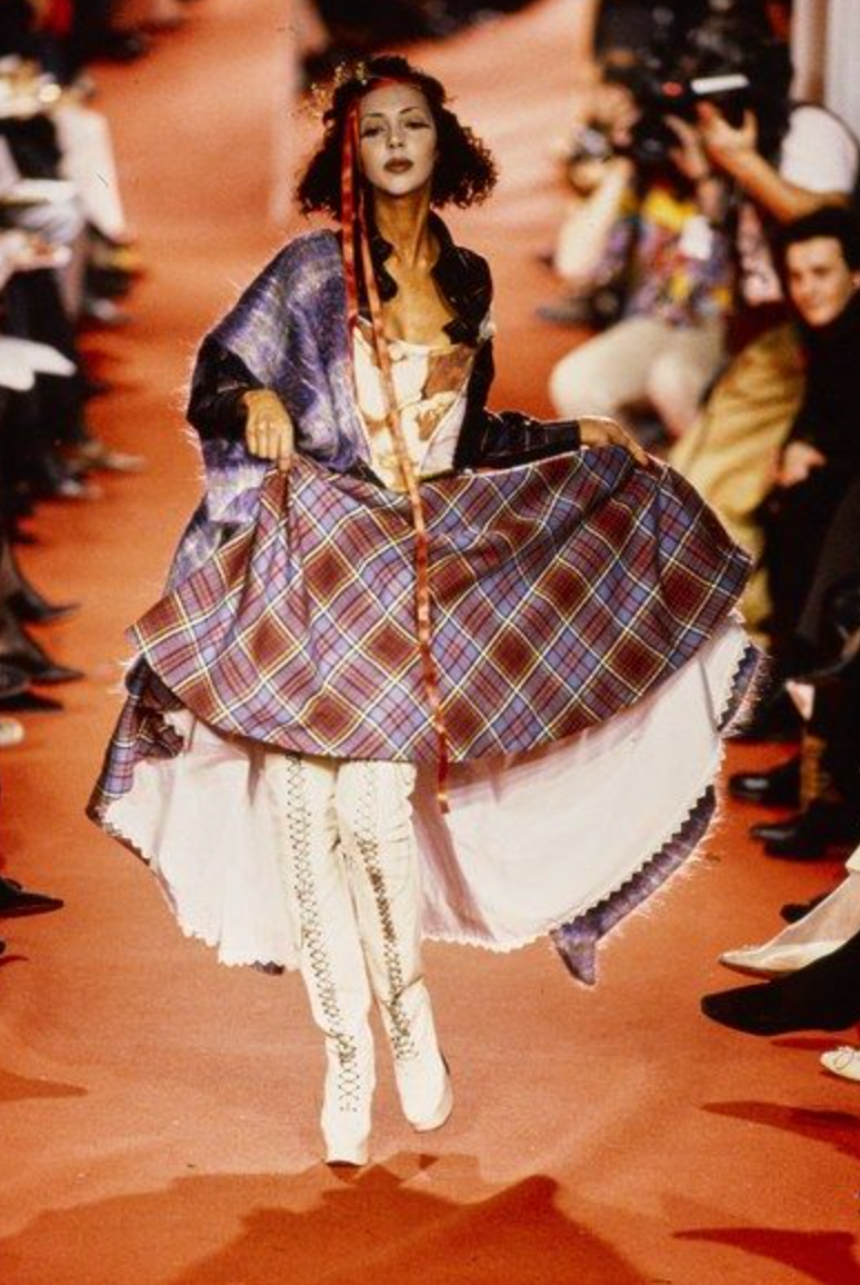 Preowned Vivienne Westwood Tartan Faux Fur Trim Skirt