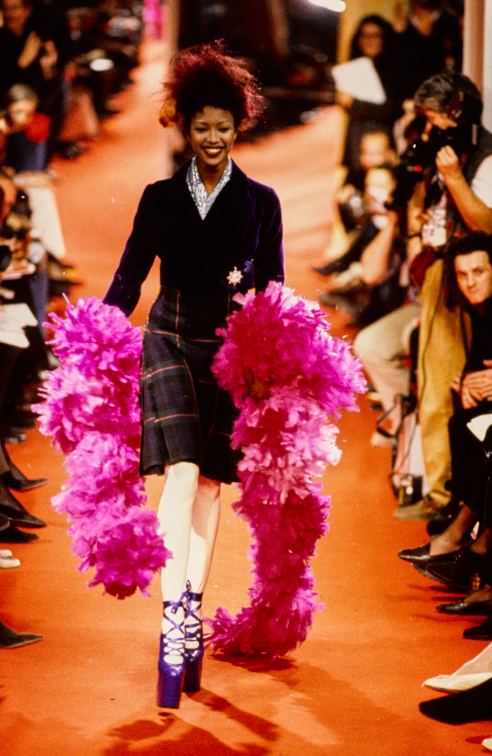 Preowned Vivienne Westwood Tartan Faux Fur Trim Skirt