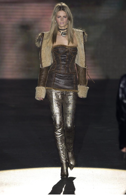 Vintage Roberto Cavalli Fall 2003 Shearling Leather Runway Jacket