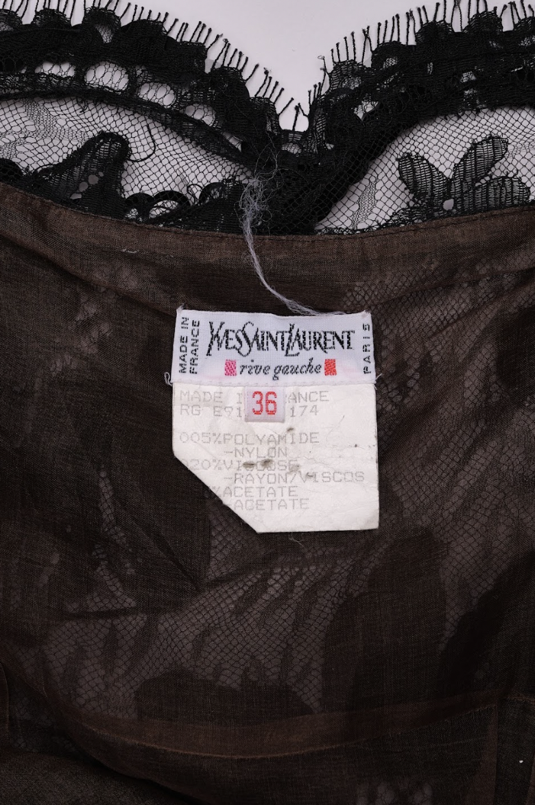 Vintage YSL Rive Gauche Spring 1991 Noir Lace Sequin Runway Dress