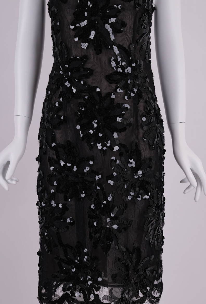 Vintage YSL Rive Gauche Spring 1991 Noir Lace Sequin Runway Dress