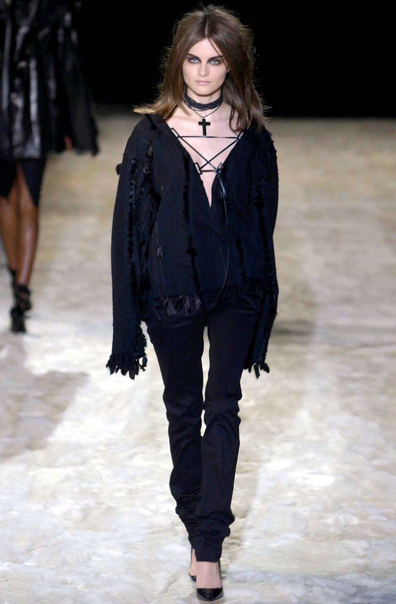 Vintage Gucci by Tom Ford Fall 2002 Ebony Cross Black Beaded Choker, Runway Piece