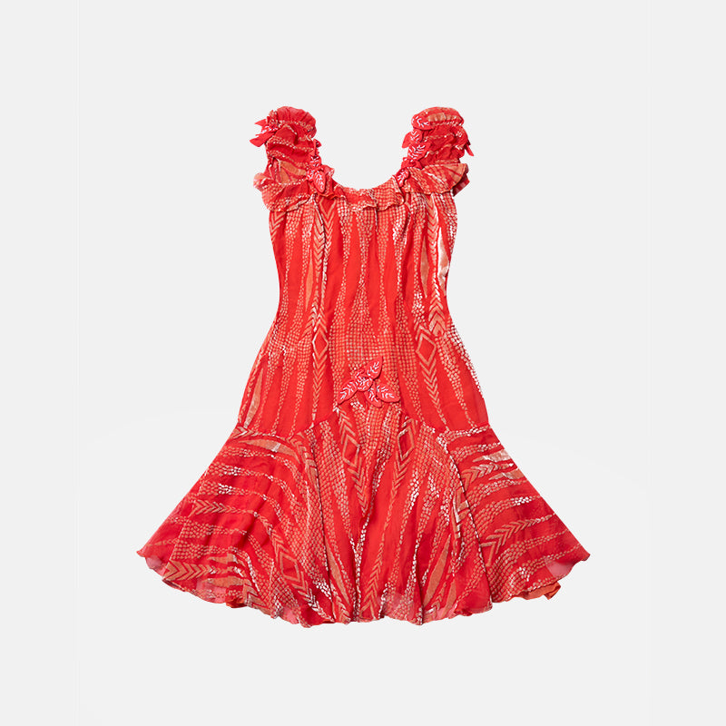 Vintage Blumarine 1990s Orange Velvet Silk Beaded Dress