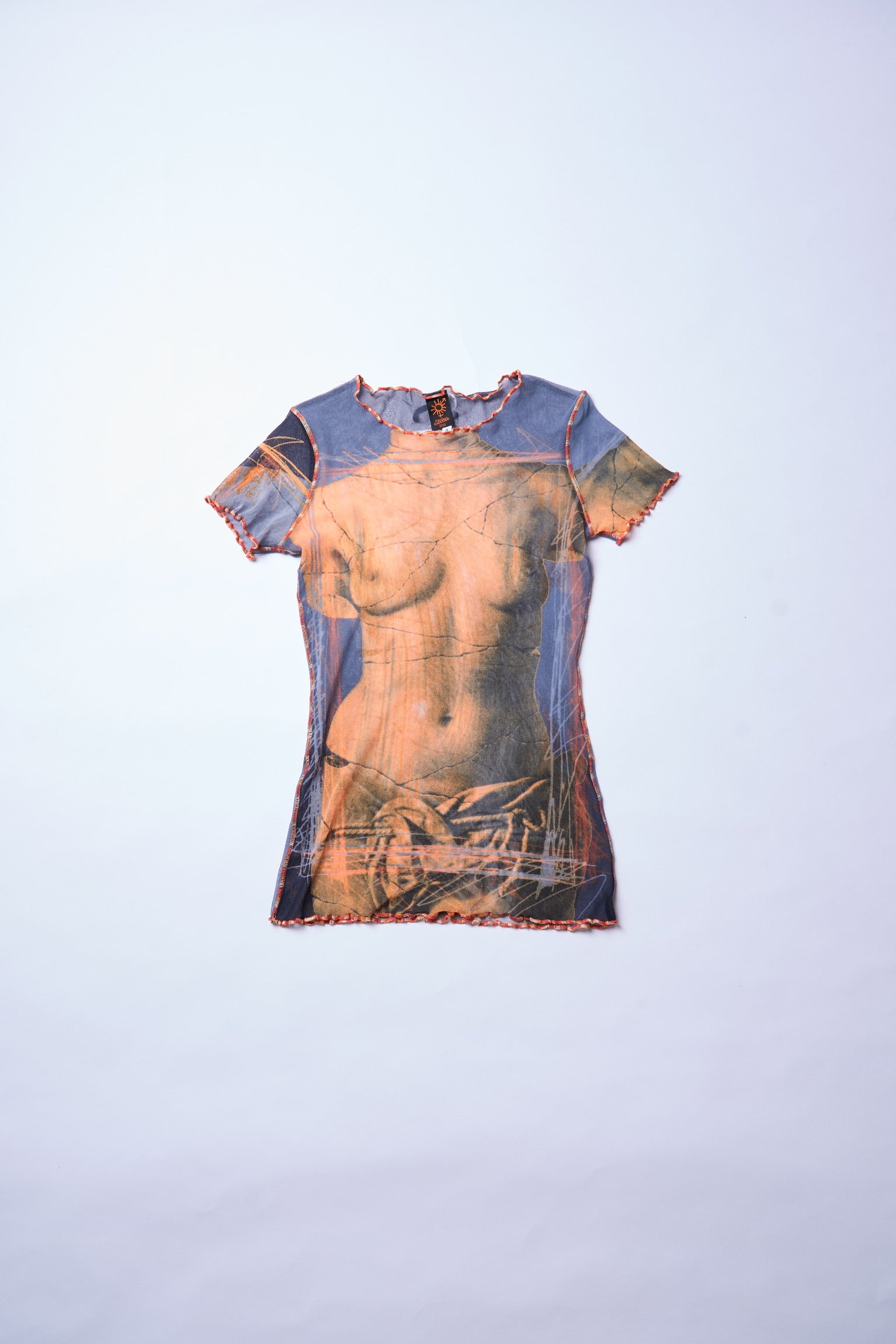 Vintage Jean Paul Gaultier Spring 1999 Mesh Short Sleeves Top with Venus De Milo Print