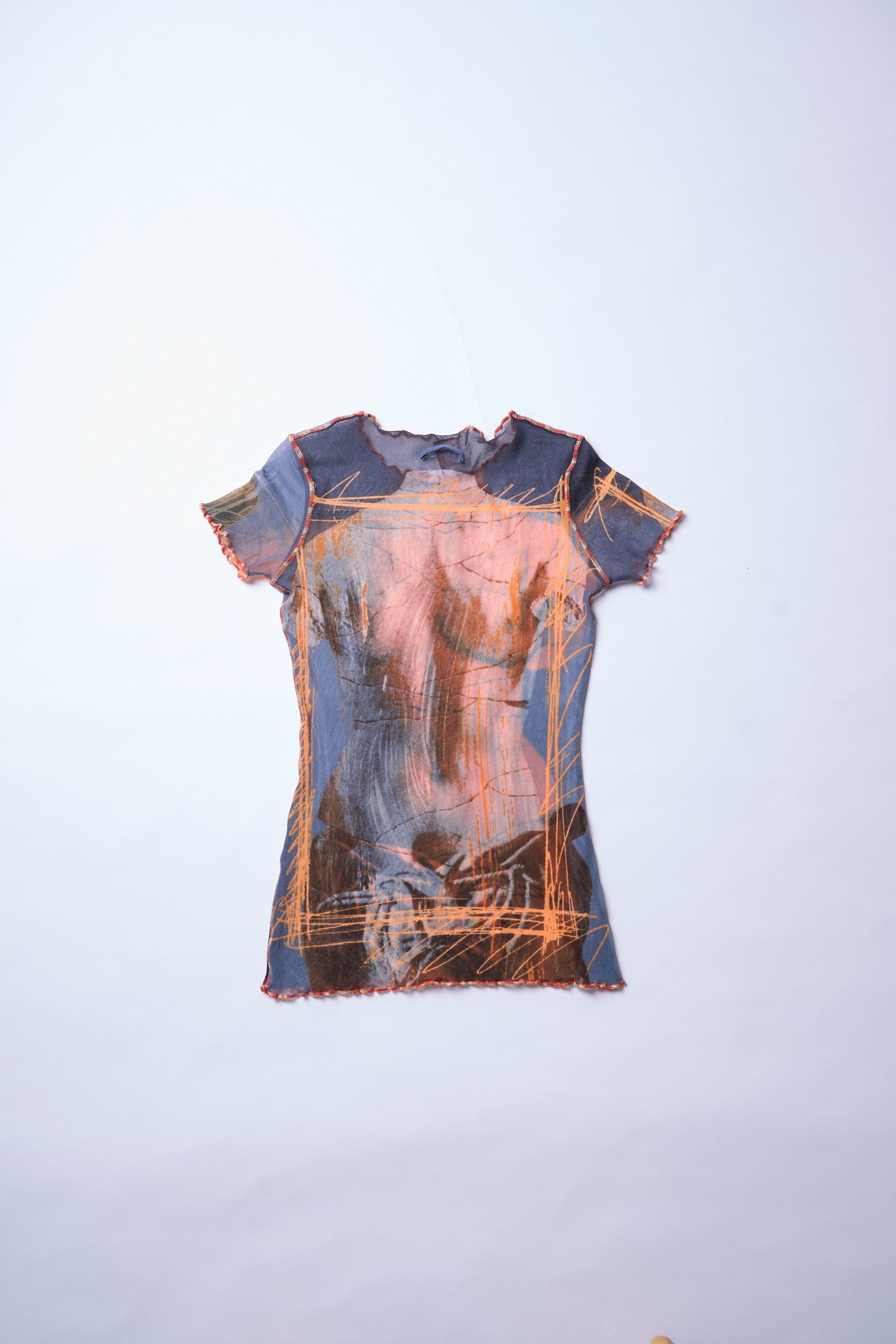 Vintage Jean Paul Gaultier Spring 1999 Mesh Short Sleeves Top with Venus De Milo Print