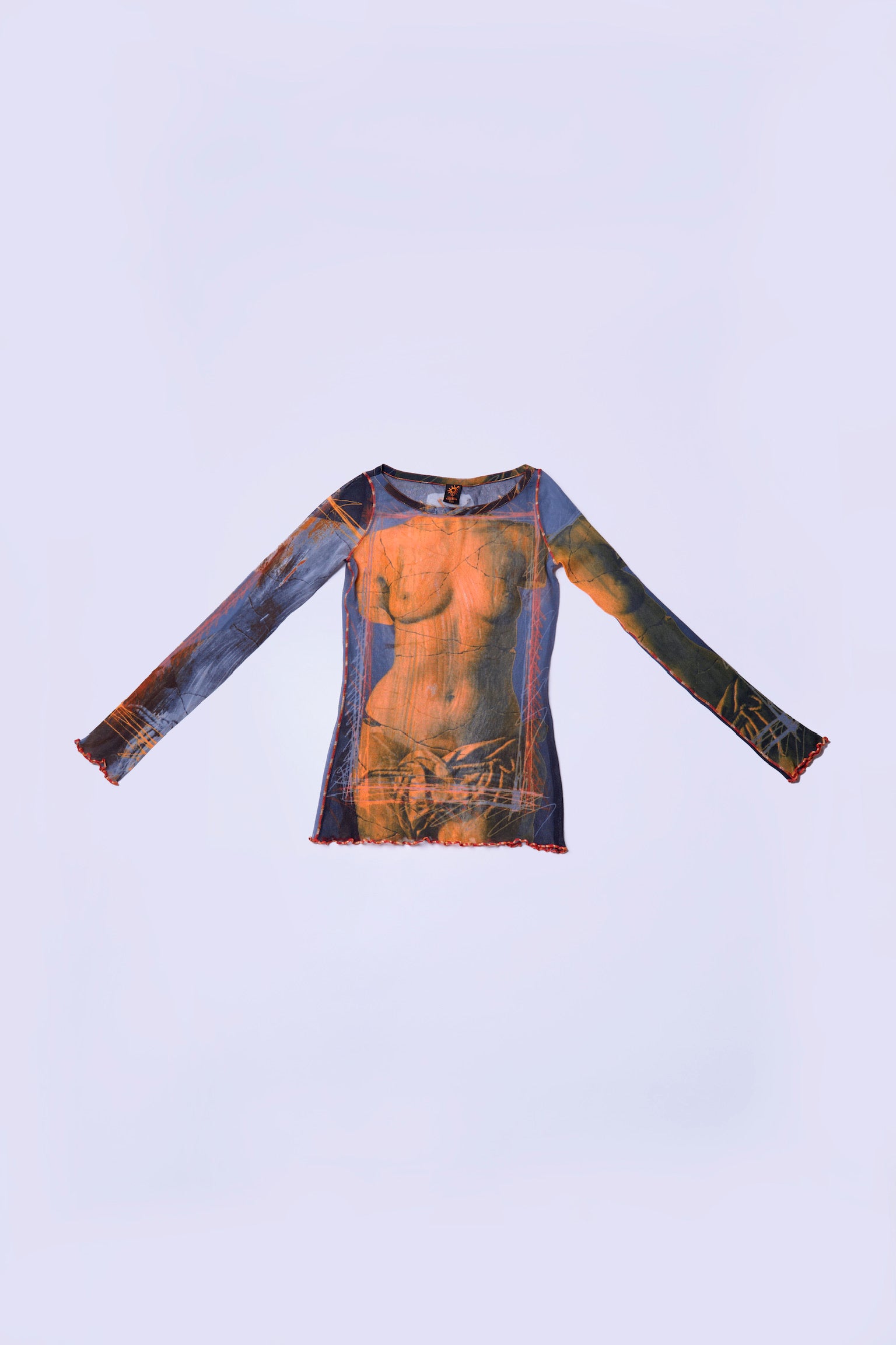 Vintage Jean Paul Gaultier SS1999 Mesh Long Sleeves Top with Venus De Milo Print