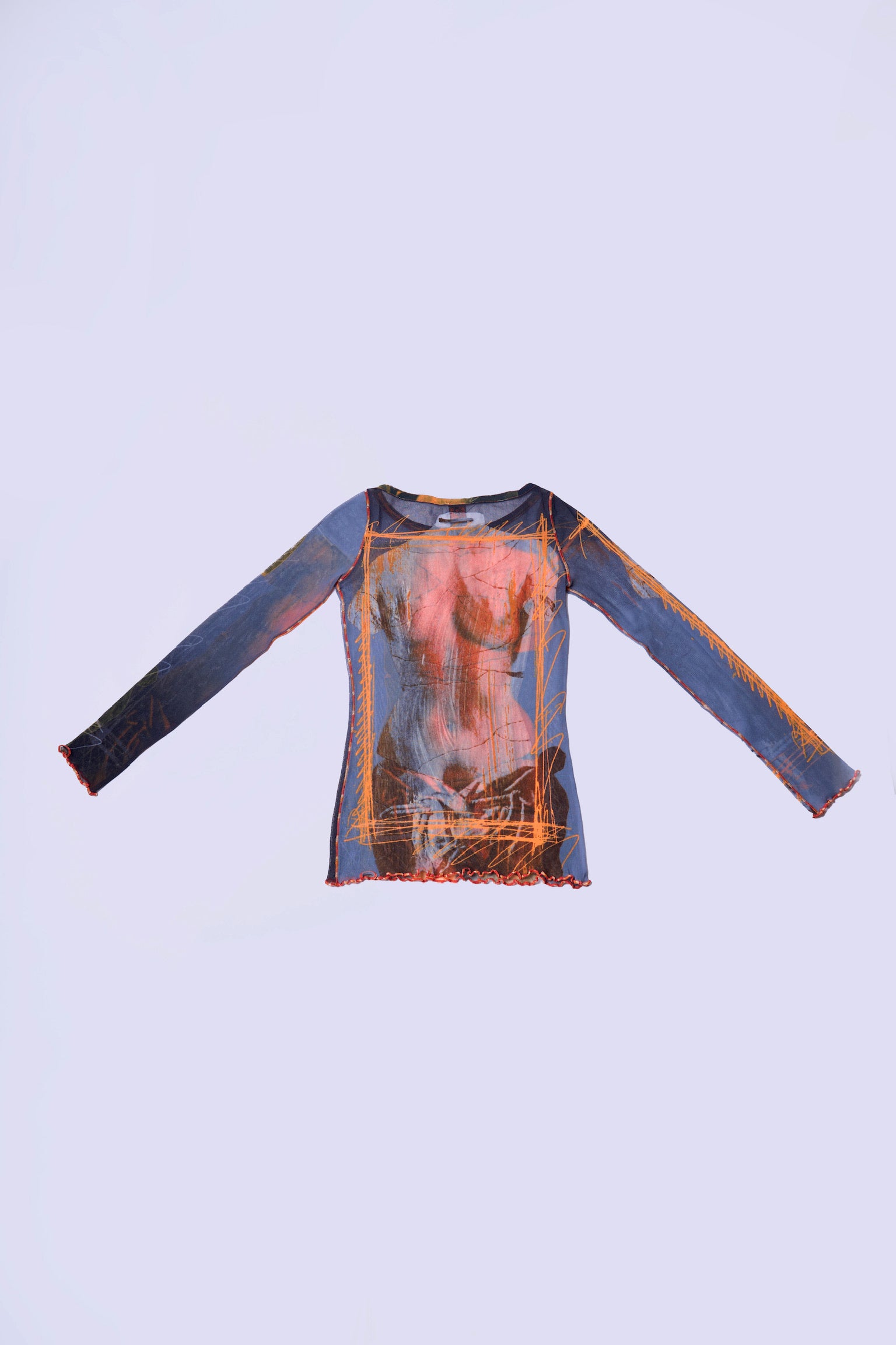 Vintage Jean Paul Gaultier SS1999 Mesh Long Sleeves Top with Venus De Milo Print