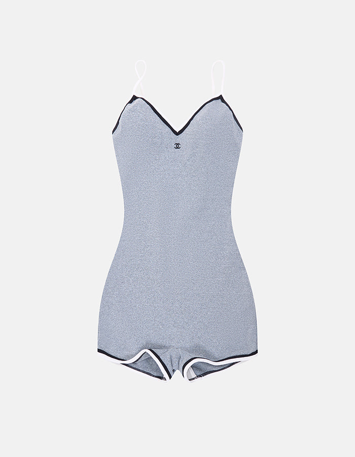 Vintage Chanel Spring 1998 Grey Logo Playsuit