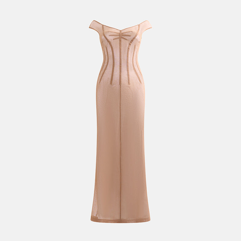 Vintage Dolce & Gabbana Spring 1998 Beige Off-Shoulder Dress