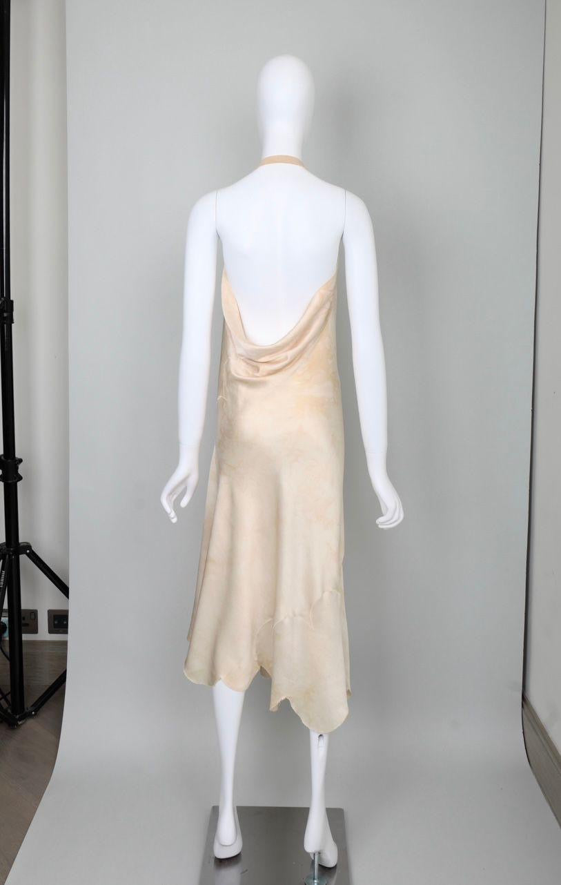 Preowned Alexander McQueen 2004 Ivory Satin Draped Halter Dress