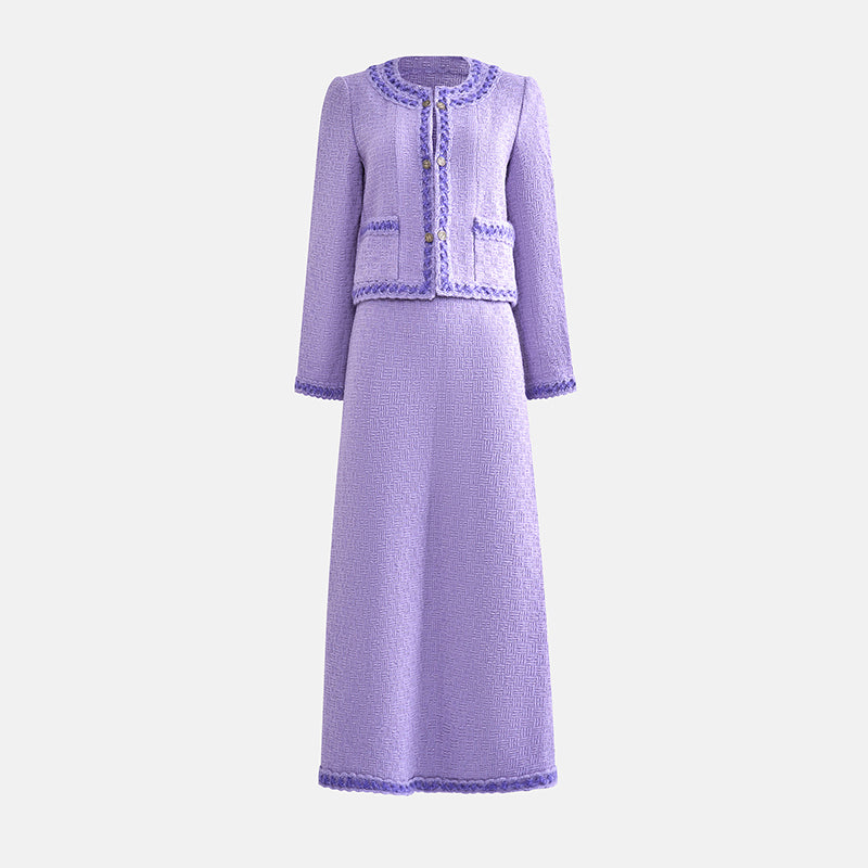 Vintage Chanel Fall 1998-99 Lavender Tweed Ensemble