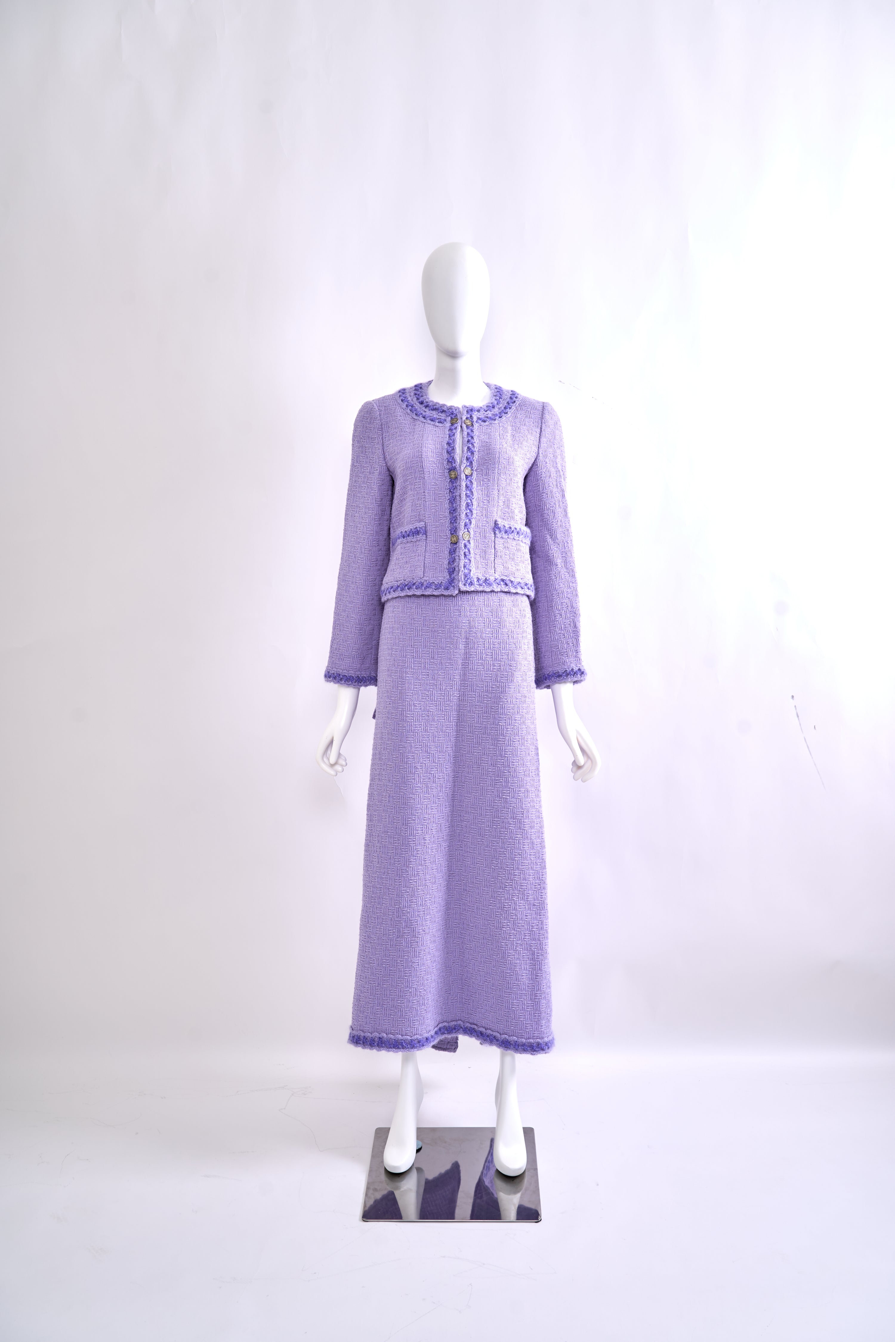 Vintage Chanel Fall 1998-99 Lavender Tweed Ensemble