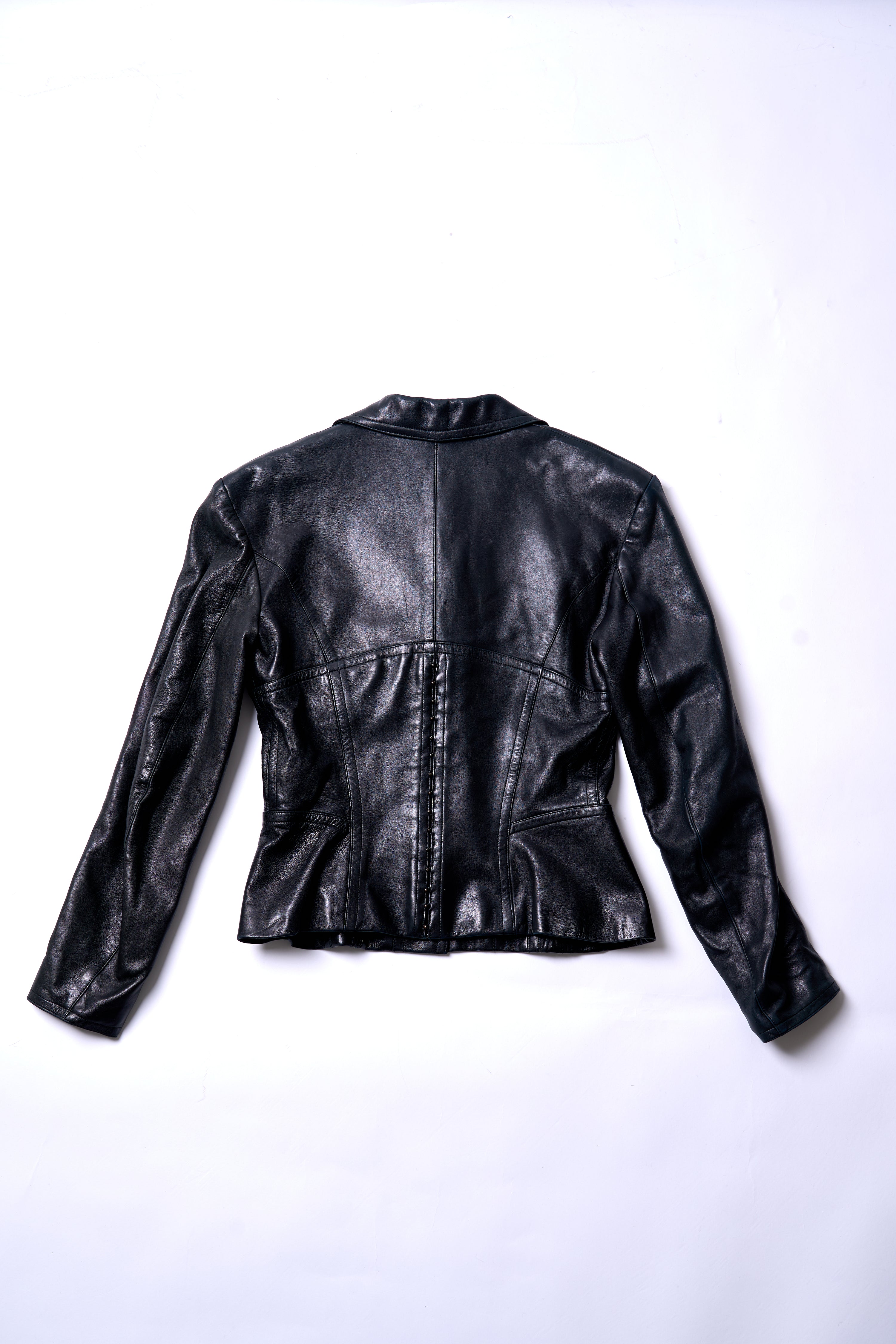 Vintage Alaïa Fall 1987 Leather Jacket with Bustier Corset Detail - Pulled