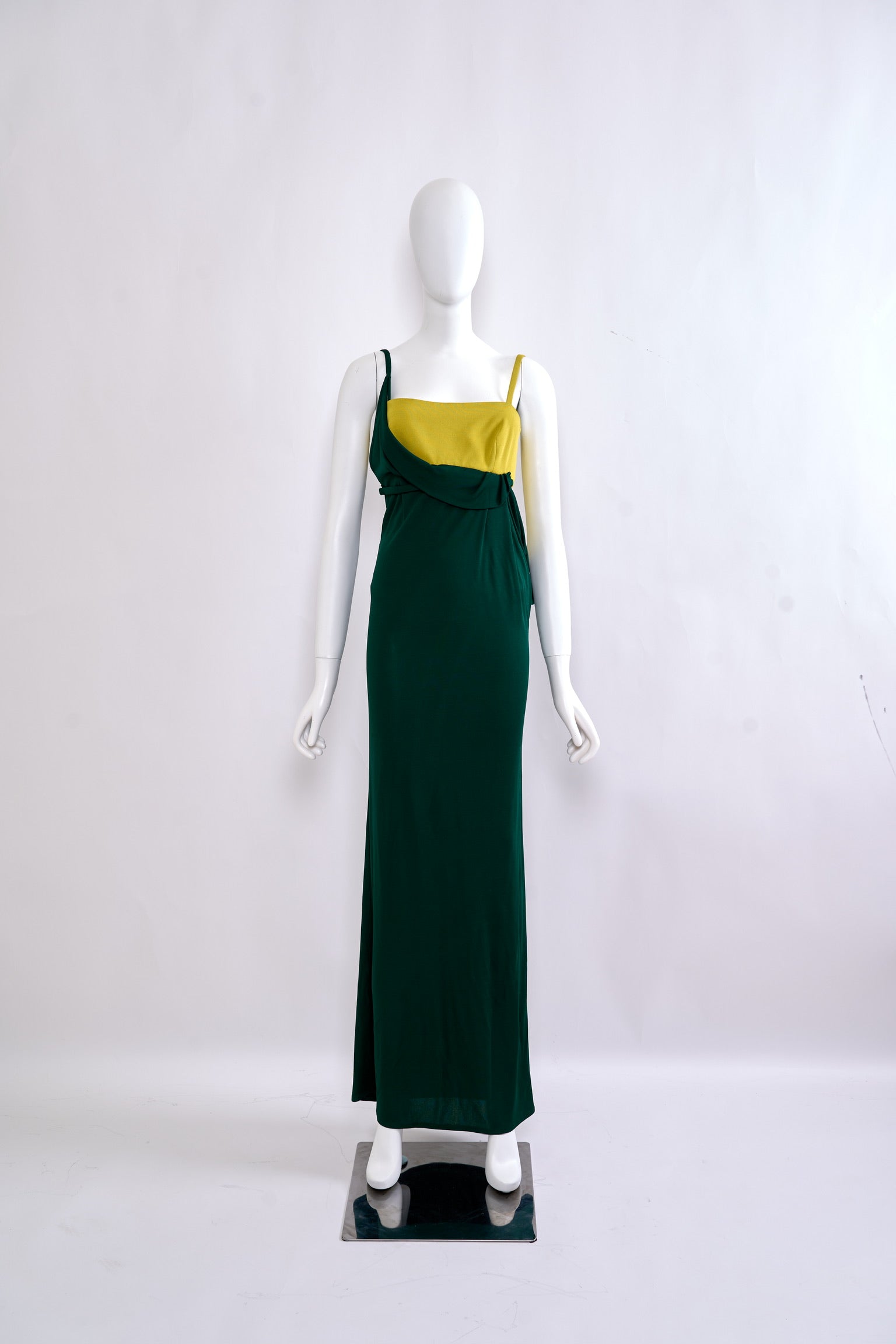 Vintage Gianni Versace Fall 1997 Couture Evening Dress in Yellow Green - Pulled