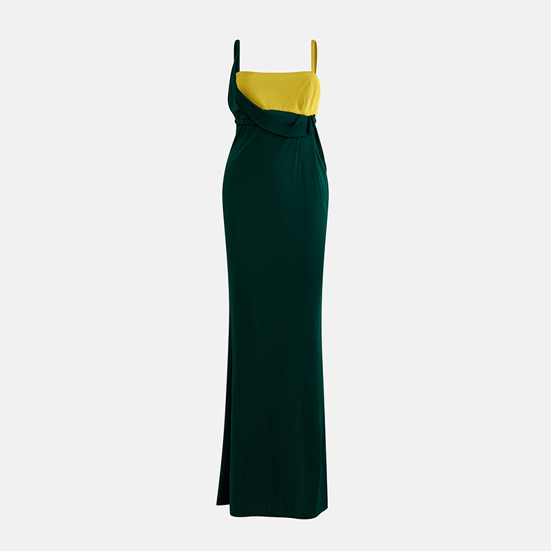 Vintage Gianni Versace Fall 1997 Couture Evening Dress in Yellow Green - Pulled