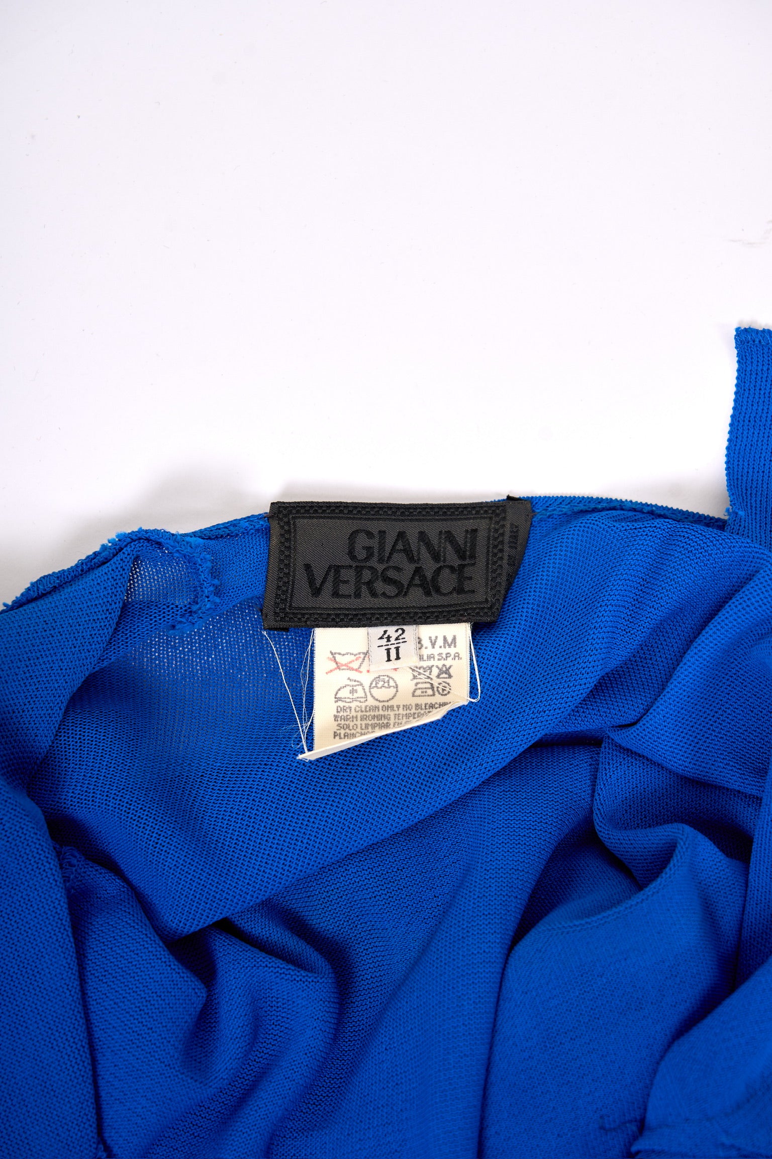 Vintage Gianni Versace Spring 1998 Black and Blue Double-Layered Dress with Low Back