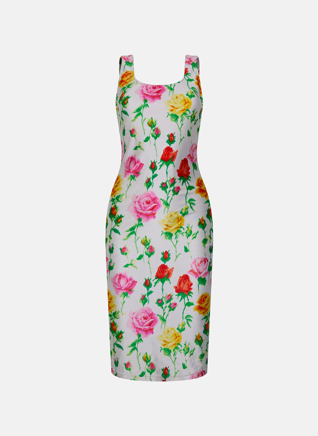 Vintage Gianni Versace Spring 1995 White Floral Rose Bodycon Runway Dress