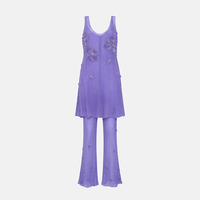 Vintage Chanel Fall 2000 Embellished Two-Piece Set in Chiffon, Demi-Couture