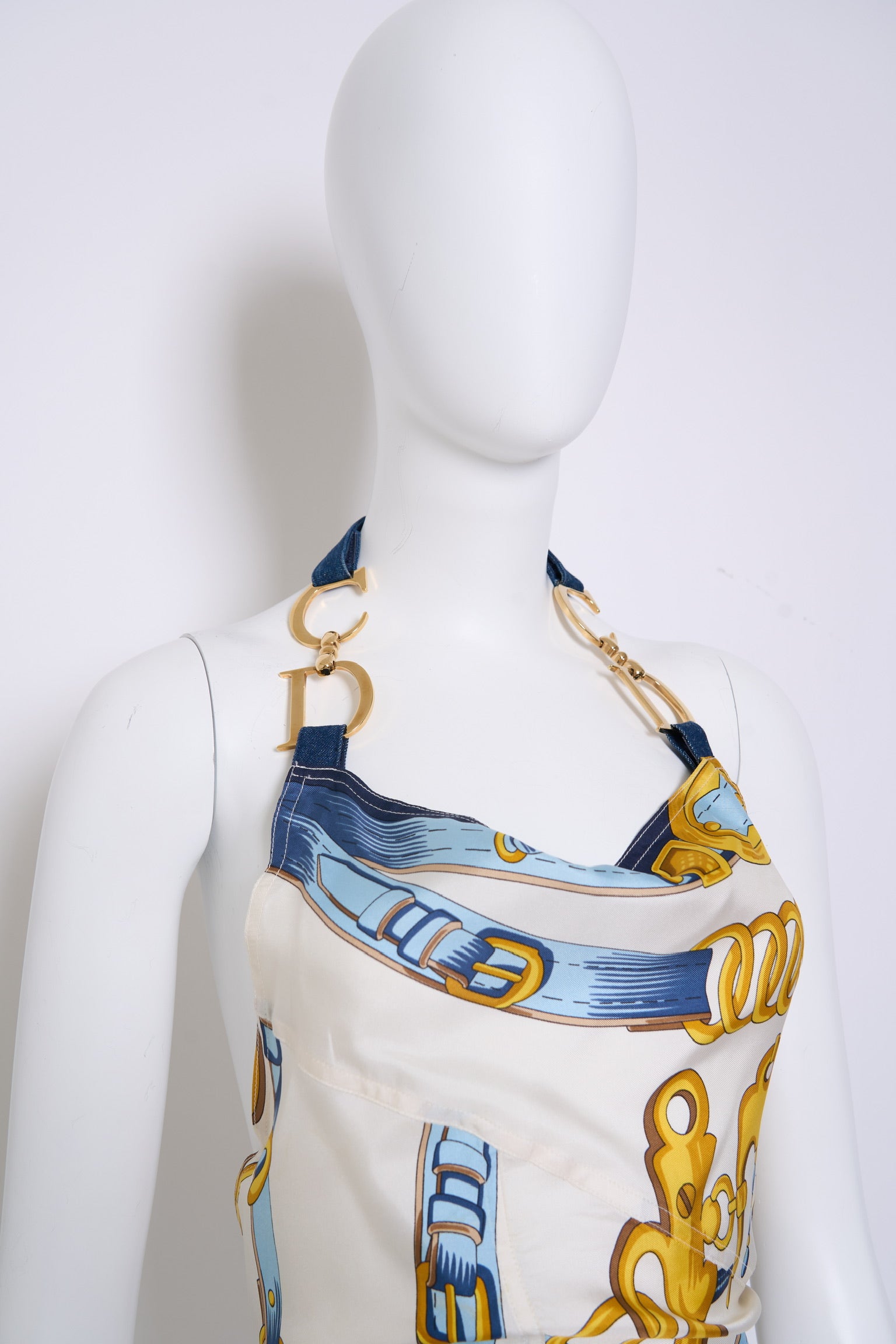 Vintage Christian Dior SS2000 Saddle Halter Top with Asymmetric