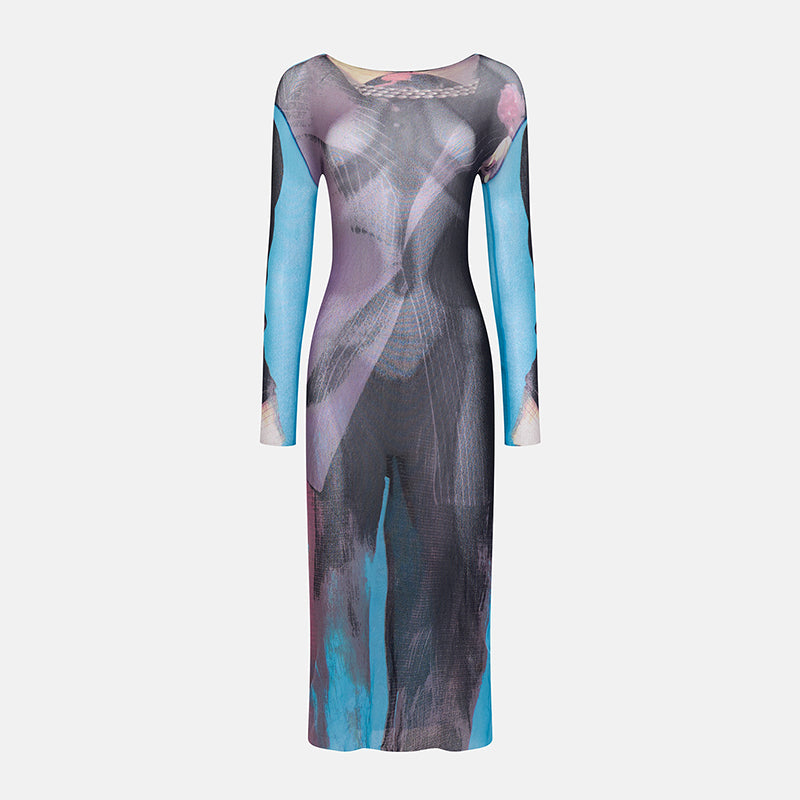 Vintage Jean Paul Gaultier Maille 1997 Runway Dress with Suit Print