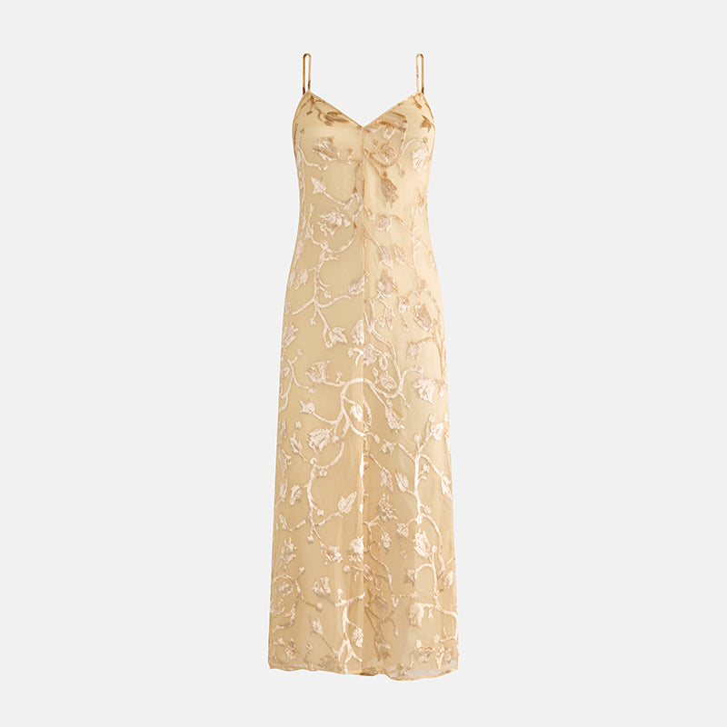 Vintage Prada by Miuccia Prada Spring 1997 Ivory Silk Devore Slip Dress - Pulled