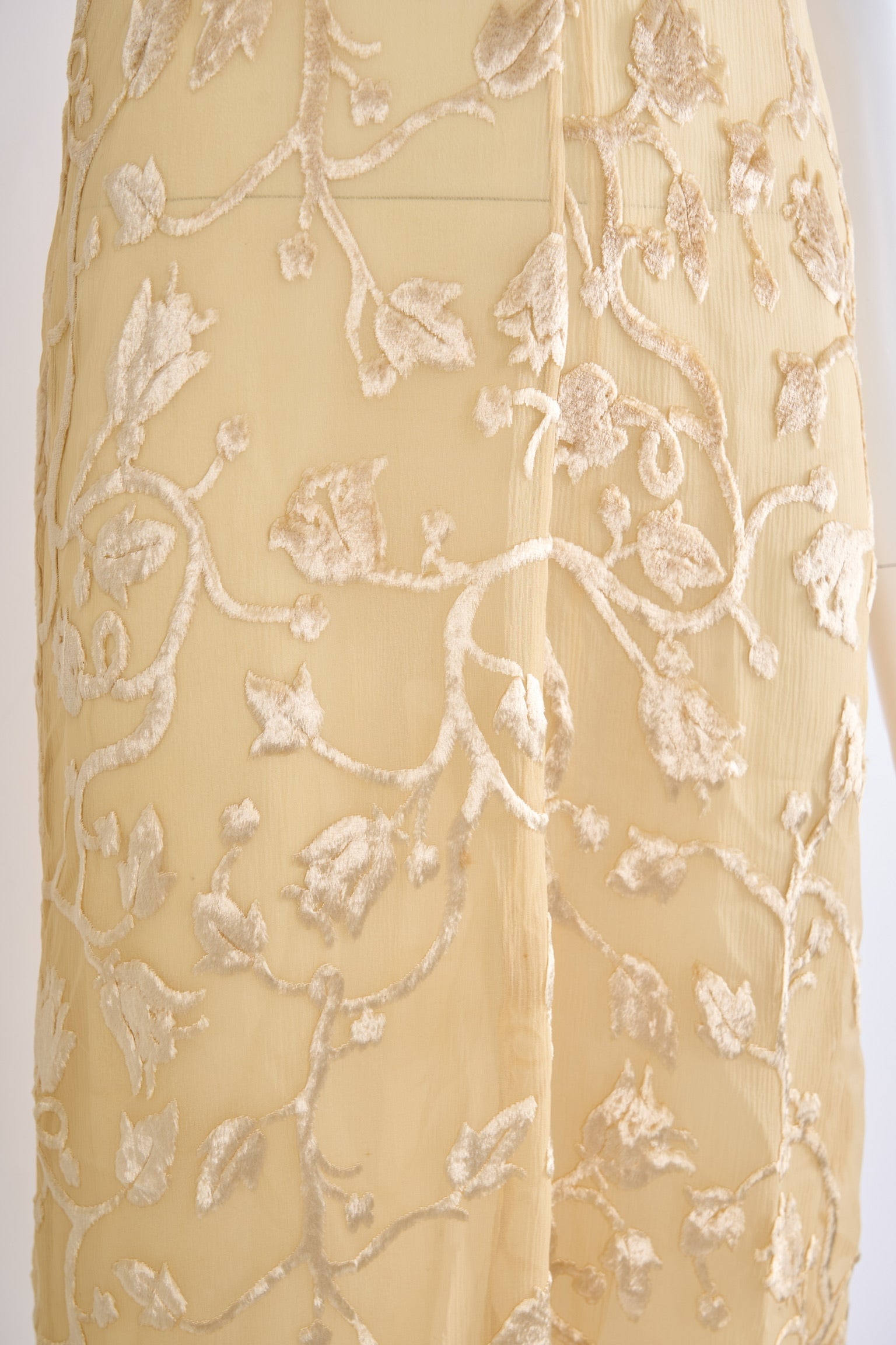 Vintage Prada by Miuccia Prada Spring 1997 Ivory Silk Devore Slip Dress - Pulled