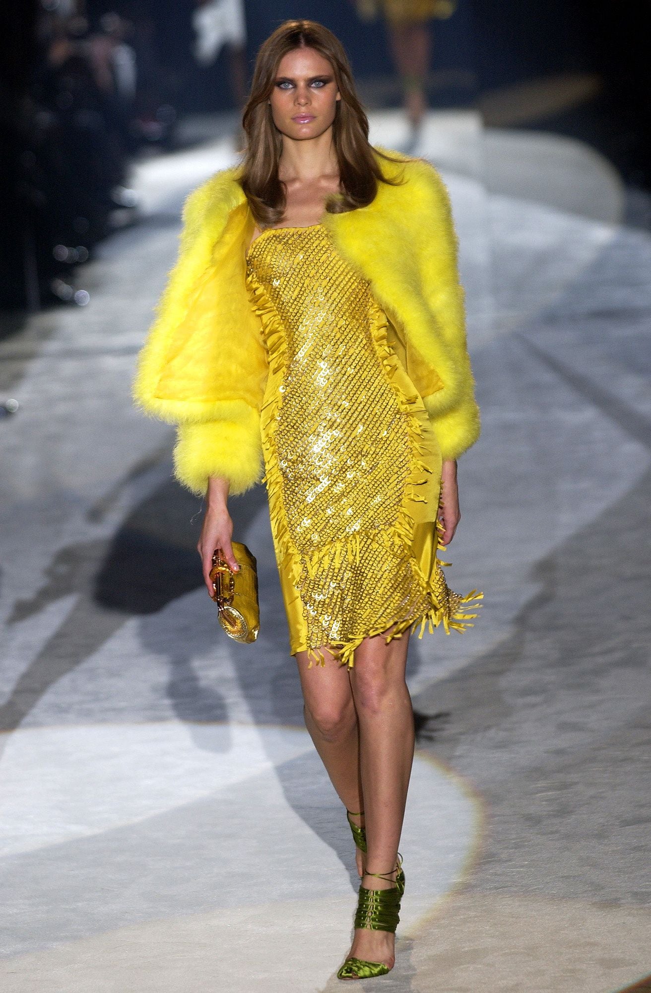 Gucci by Tom Ford Spring/Summer 2004 Yellow Marabou Feather Bolero Jacket
